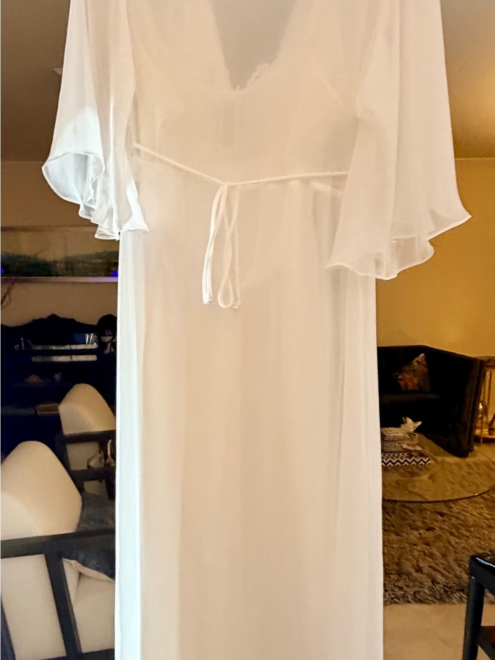 Ivory Lace-Trim Long Chemise Nightgown  and Robe XL - Picture 9 of 9